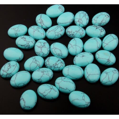 10pcs Natural Stone Blue Turquoise Cabochon No Hole Beads for Making Jewelry DIY accessories Loose Elliptical shape Beads