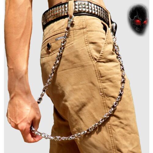 Hip Hop Gothic Style Mens Skeleton Black Waist Accessories Wallet Chain Biker Trucker Keychain Punk Wide Heavy Jeans Chain DR51
