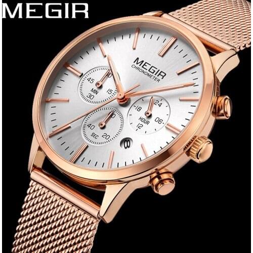 MEGIR Women Watch Waterproof Top Brand Luxury Chronograph Ladies Wristwatch Stainless Steel Classic Bracelet Female Clock 2011