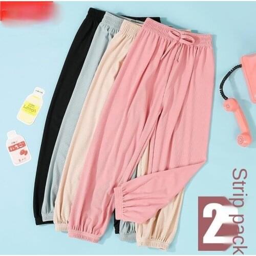 Childrens Ice Silk Mosquito Pants Girls, Summer Thin Boys Bloomers Casual Loose Sports Outer Wear Trousers
