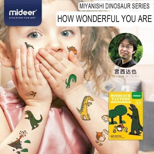 MiDeer MIYANISHI dinosaur tattoos how wonderful you are children tattoo stickers waterproof non-toxic stickers toys for kids 3Y