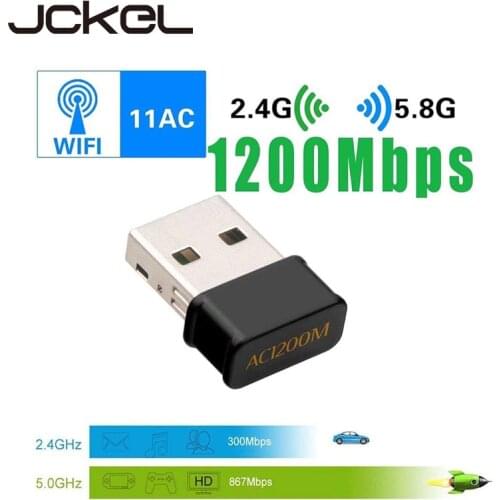 JCKEL 1200Mbps Wireless USB Wifi Adapter Lan USB Ethernet 2.4G 5G Dual Band USB Network Card Wifi Dongle 802.11n/g/a/ac