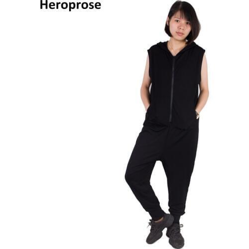 Fashion Hip Hop Dance Costume Stage Performance Wear European Loose Harem Jazz Black Jumpsuit Streetwear Casual One Piece Pants