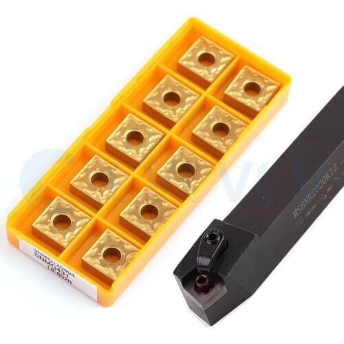 MSBNR 1616H12 2020K 2525M CNC Machine Tools External Turning Tool Holder +10Pcs SNMG Lathe Carbide Blade Wearable Good Stability