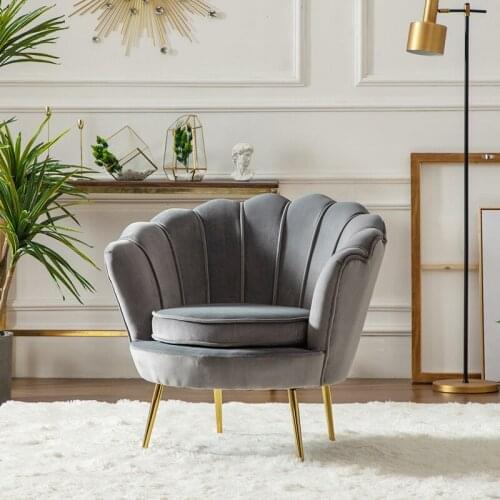 Upholstered linen Velvet egg Living room chair Relax soft hotel metal arm chair homestay household leisure dining chair