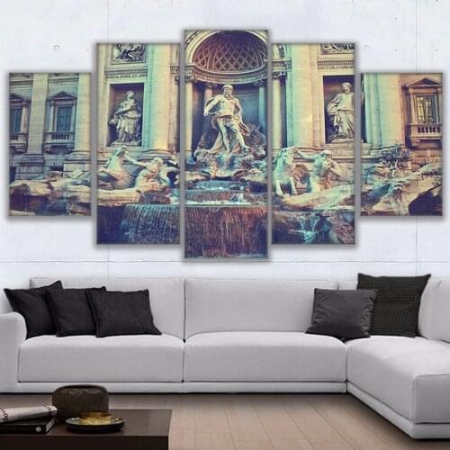 Wall Art Frame HD Prints 5 Piece Fontana di Trevi Poster Home Decor Fountain Pictures Modern Canvas Paintings Living Room