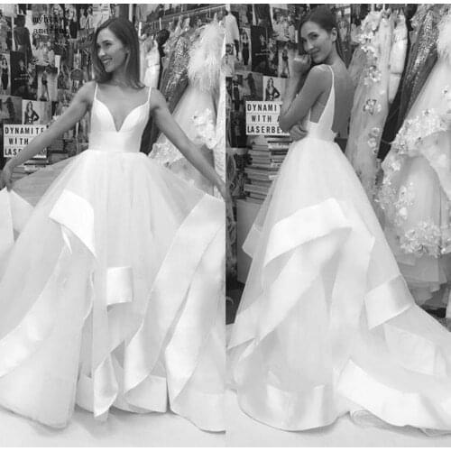 Spaghetti Straps Beach Cheap Wedding Dress 2020 Backless Tiered Ruffles Robe De Marieecheap Vestido De Novia China Bridal Gowns