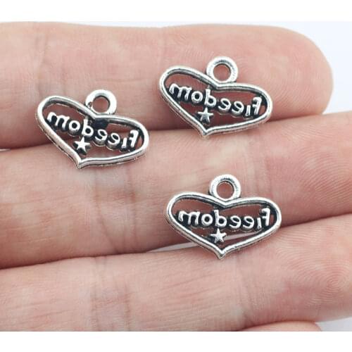 Newest 20Pieces 21*17mm Zinc Alloy Antique Silver Color Heart Letter Charms Necklace Pendant Accessory For DIY Jewelry Handcraft