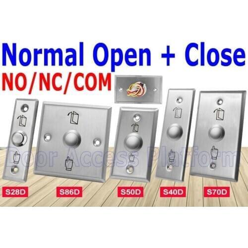 Normal Open+Close,NO/NC/COM Stainless Steel Metal case Push button Exit item, Hand manual Button access controller door openning