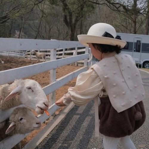 2021 Autumn New Girls' Bandage Dress Woolen Sweater Top Drawstring