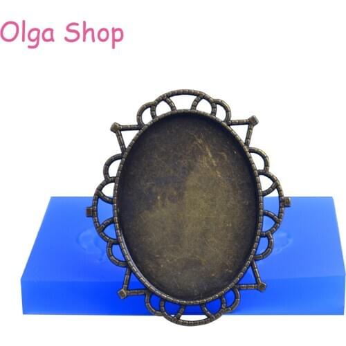 OYL027 Retro Lace Picrure Frame Silicone Mould - Decorative Frame Push Mold Fondant Craft Resin Mold, Cake Base Mold, Clay