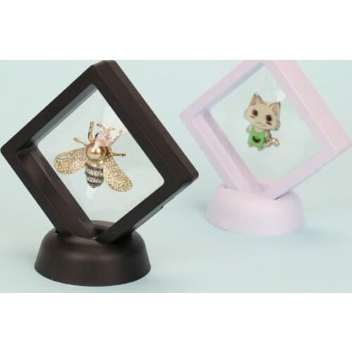 Jewelry Gift Box Packing Trasparent Film Suspending Corsage Enamel Badge Pins Present Storage Boxes Brooch Display 70*70mm