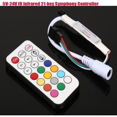 WS2812B WS2811 5V-24V IR infrared 21 key Symphony remote control Mini full color LED light controller
