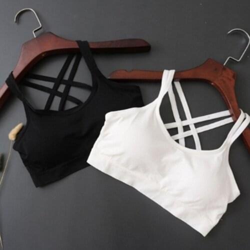 Sexy Women Fitness Tube Tops Solid Color Girl Beauty Seamless Camisole Detachable Massage Chest Pad Ladies anti-light Tube Tops