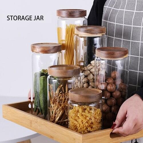 Mason Jar Glass Bottle&Jar Storage Container Plastic With Cover Sealed Storage Tank Kitchen Storage Organization Accessories Jar