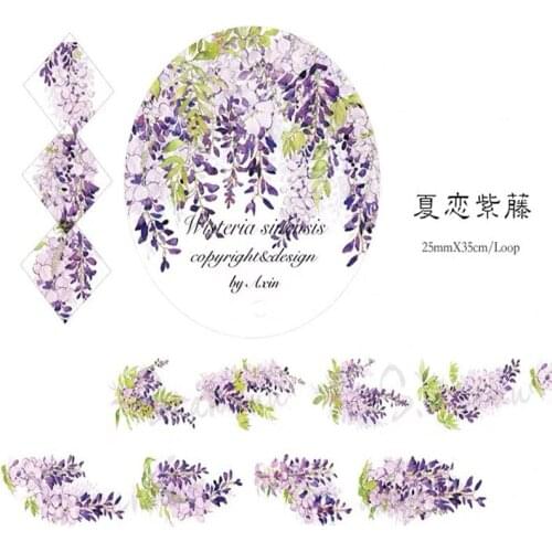 Wistaria of Summer Love Washi Tapes Bullet Journal Masking Tape Adhesive Tape DIY Scrapbooking Washi Stickers