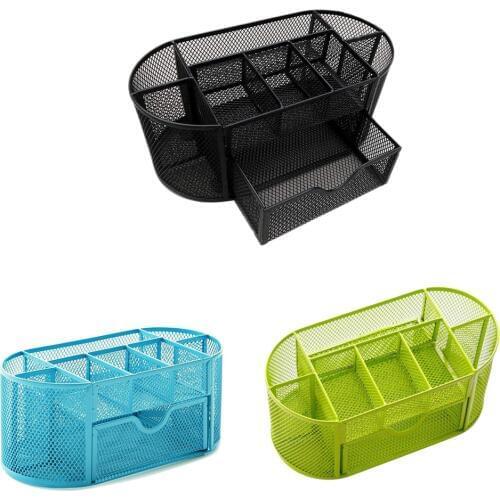 XRHYY Mesh Pencil Holder Metal Collection Spinning Desk Supply Caddy Multi-Functional Stationery Storage Organizer Office Case