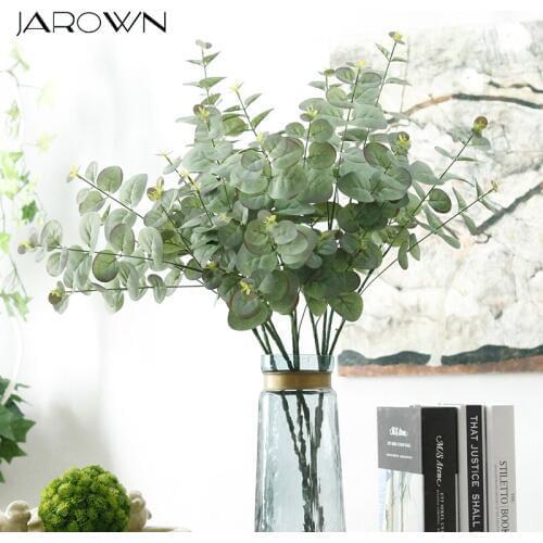 JAROWN Green Artificial Leaves Eucalyptus Leaf Plants Wall Material Decorative Fake Plants Home Shop Garden Wedding Party Decor