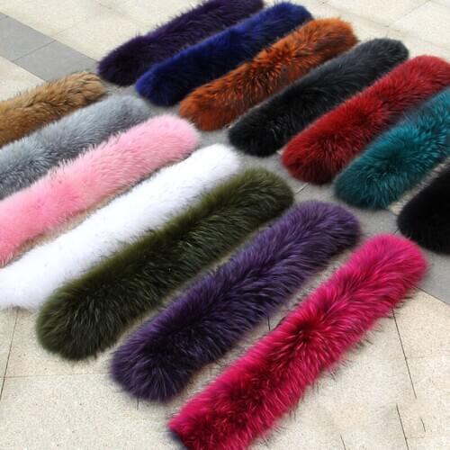 Natural Real Raccoon Fur Collar Winter Warm Womens Coat Hat Strips Fur Collar Girls Fashion Neck Warmer Fur Scarvrd Warps