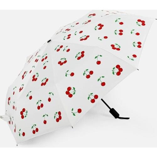 Fruit Cherry Watermelon Sun Protection UV Umbrellas Folding Fresh Men Women Three-fold Cute Umbrella Sunny and Rainy Umbrella