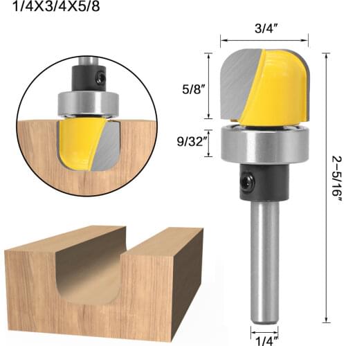 1/4" 6.35mm Straight Shank Cutting Diameter 3/4" 19.05mm Bowl & Tray Template Router Bit Woodworking Clean Bottom Rotary Bit