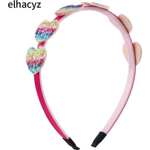 1PC New Children Toothed Plastic Hairbands Glitter Sequins Headband Gradient Color Heart Star Pattern Hairband Hair Accessories