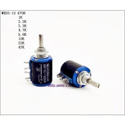10pcs/Lot WXD3-12 2W 470R/1K/2.2K/3.3K/4.7K/5.6K/10K/22K/47K Ohm Multi-Circle Precision Wire-Wound Potentiometer Brand New