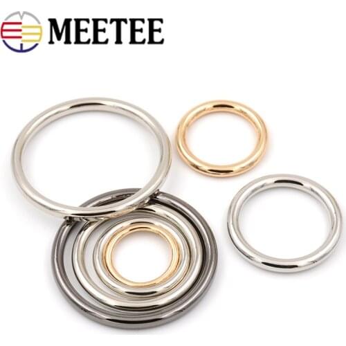10pcs Meetee Circle O Rings 15-60mm Alloy Shoes Hats Bag Belt Buckles DIY Clothes Luggage Bags Hardware Leather Accessories H1-1