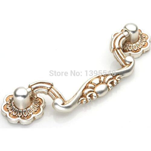 2pcs 76mm Antique Cabinet Drawer Handle Kitchen Handles Silver Knos Euro-Style Vintage Wardrobe Knobs Drawer Knobs Bars Pulls