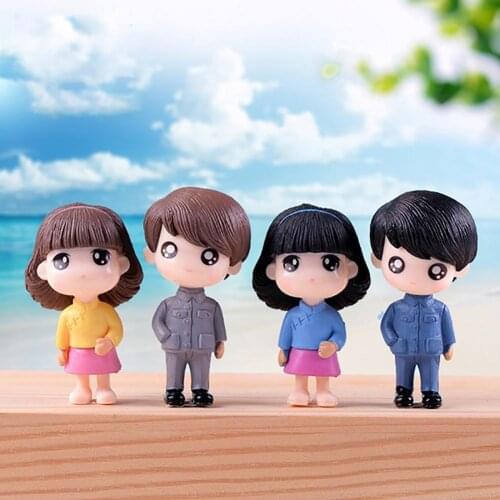 2Pcs/Set Romantic Boy Girl Cartoon Doll Miniature Ornaments Garden Dollhouse Decoration Children Toys Supplies Accessories