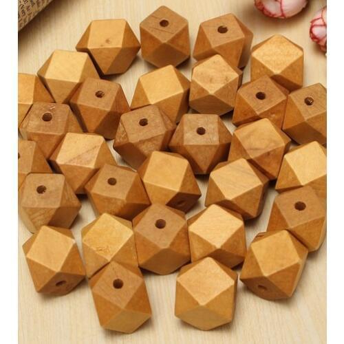 200pcs big bulk Geometric Wood Beads, light brown wood Beads 27mm,Do it Yourself Geometric necklace
