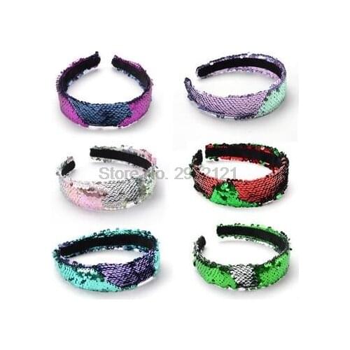 By dhl or ems 200pcs Sequins Headbands for Women Multicolor Star Hair Band Double-sided Headband Hair Hoop Girls hair clips hot