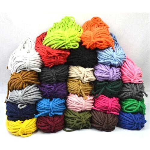 5mm*100yards Colorful White Cotton Cord Natural Beige Twisted Cord Rope Craft Macrame String DIY Home Decorative supply