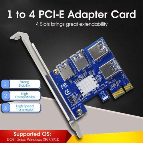 Pci-e1to 4pci Express 16x Slots Riser Card Pci-e 1x To External 4 Pci-e Slot Power Extender Supported Linux, Windows Xp/7/8/10