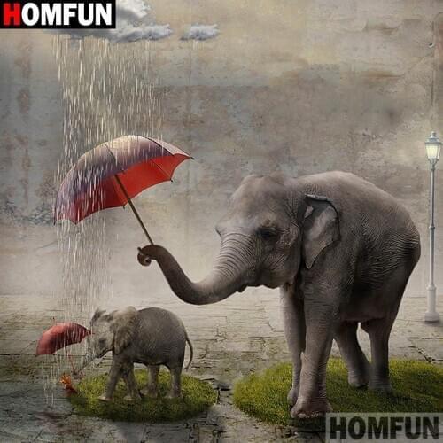 HOMFUN Full Square/Round Drill 5D DIY Diamond Painting "Elephant umbrella" 3D Diamond Embroidery Cross Stitch Home Decor A19790