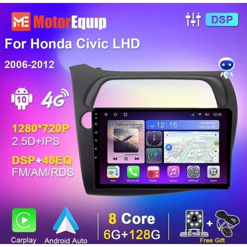 Autoradio For Honda Civic LHD 2006-2012 Car Radio Multimedia Player Smart Navigation DVD Carplay GPS DSP No 2 din Audio for Cars