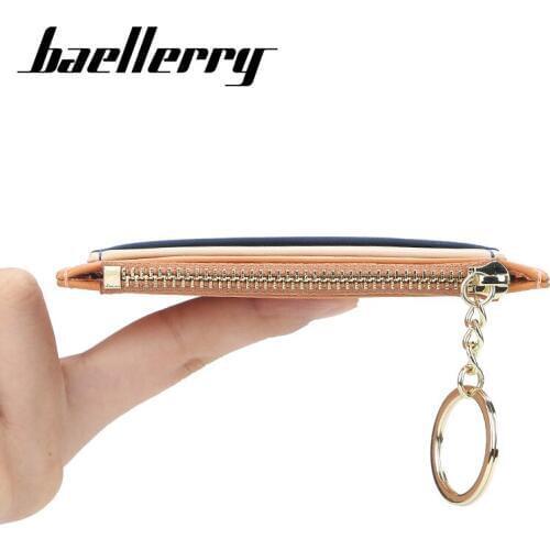 Baellerry Women Slim Card Holder Wallet Leather Small Coin Bag Female Organizer Mini Credit Card Case Zipper Coin Purse