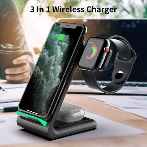 15W Fast Charge 3 In 1 Wireless Charger For Iphone 12/12 Pro Charge Dock For Apple Watch 6/5 Wireless Charge Pad For Airpods Pro