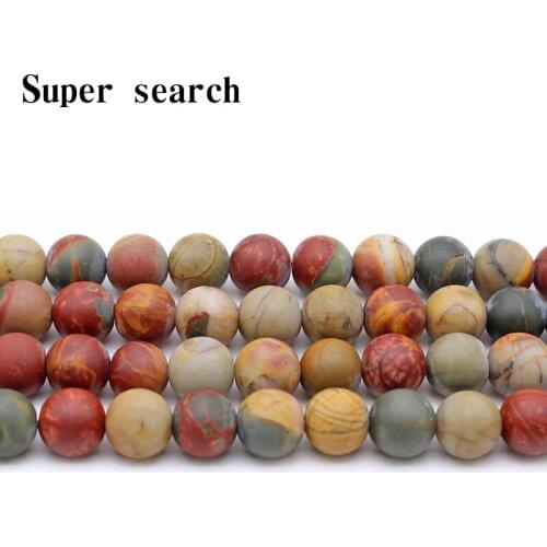 Natural Stone Beads Forst Dull Polish Matte Picasso Jaspe Stone Beads 6 8 10 12mm Fit Diy Necklace Bracelet Making woman
