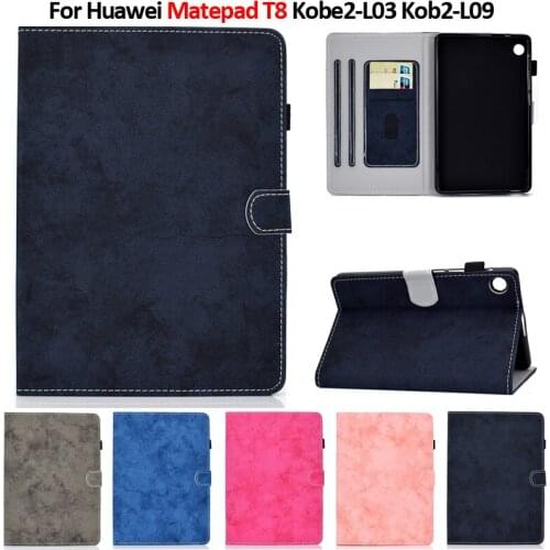 Tablet Case for Tablet Huawei T8 Solid Color Card Slots Wallet Cover Shell for Huawei Matepad T8 Case Funda Kobe2-L03 Kob2-L09