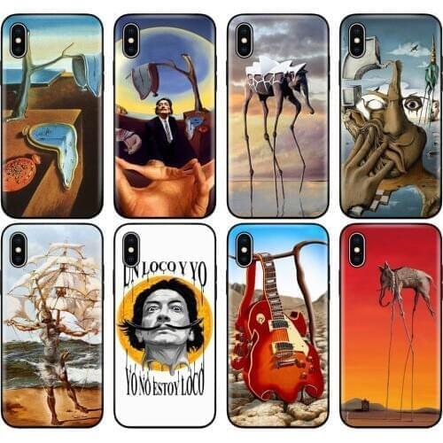 Black tpu case for iphone 5 5s SE 2020 6 6s 7 8 plus X 10 XR XS 11 pro MAX silicon cover case Salvador Dali