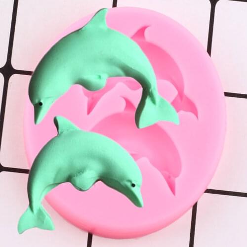 Dolphin Silicone Mould DIY Baby Birthday Party Cake Decorating Tools Cupcake Topper Polymer Clay Candy Chocolate Fondant Mold