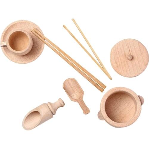 Wood Kitchen Tableware Accessories Toy Mini Educational Toys for Boys Girls