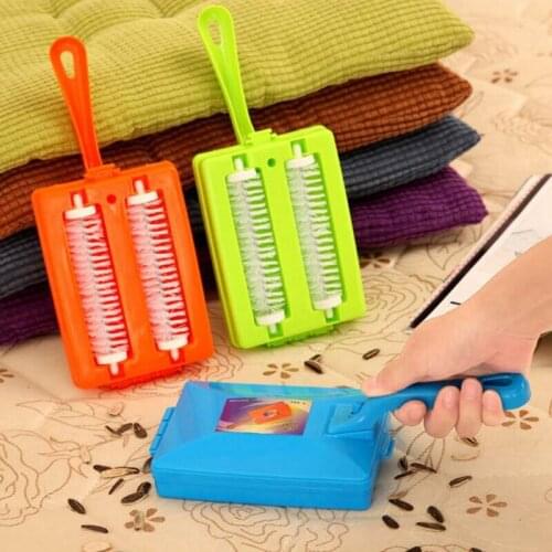 Double Brush Head Handheld Carpet Table Brush Plastic Sweeper Crumb Dirt Cleaner Roller Tool Home Cleaning Brushes Accessaries