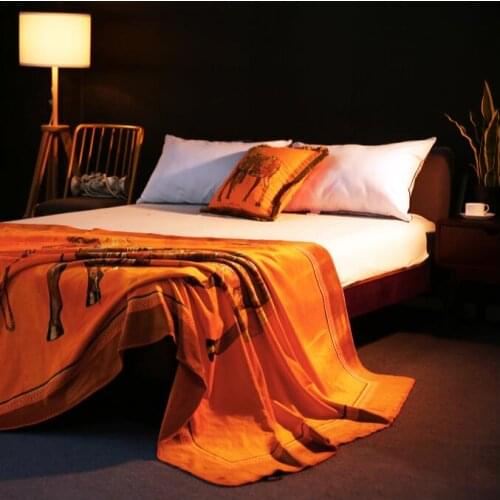 Double-Sided Luxury Flannel Orange Blanket Thick Warm Super Soft Multifunctional Blanket High Quality Decorative Throw Blanket