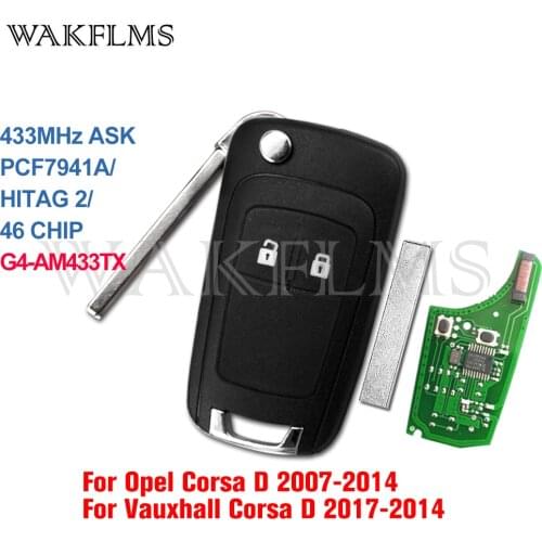 G4-AM433TX For OPEL VAUXHALL Corsa D 2007 2008 2009 2010 2011 2012 2013 2014 433MHz PCF7941A Remote Car Key Fob