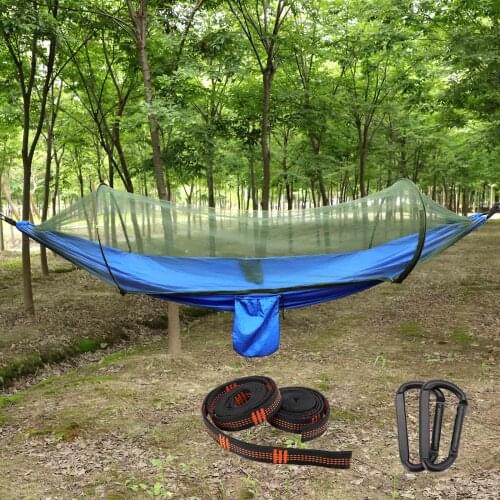 1-2 Person Outdoor Camping Hammock with Mosquito Net Portable Hanging Bed Strength Parachute Hammocks Swing Sleeping Camping