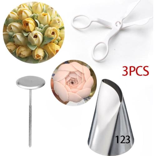 3pcs Cake Decorating Tips Set Confectionery Cream Nozzles For Baking Piping Nail Flower Scissors Transfer Pastry Accessories 1M
