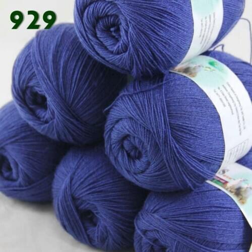 Lot of 6 Skeins Fine Lace Soft Wool Acrylic Cashmere Yarn Knitting Navy 929