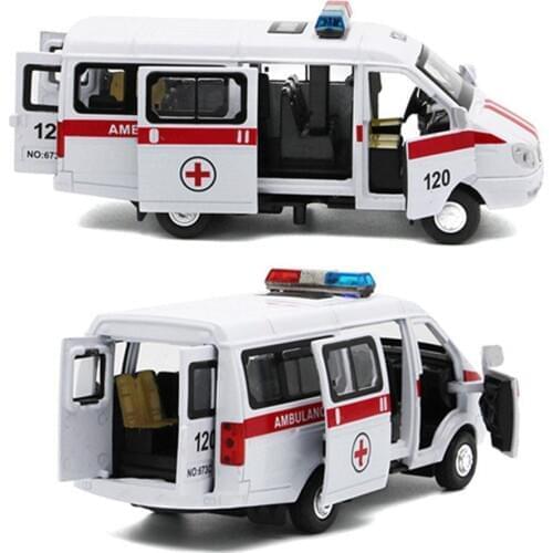 Ambulance Waggon Car Truck Pull Back Model with LED Sound Kids Toy Metal Model Construction Vehicle Toys For Gift Car Collection